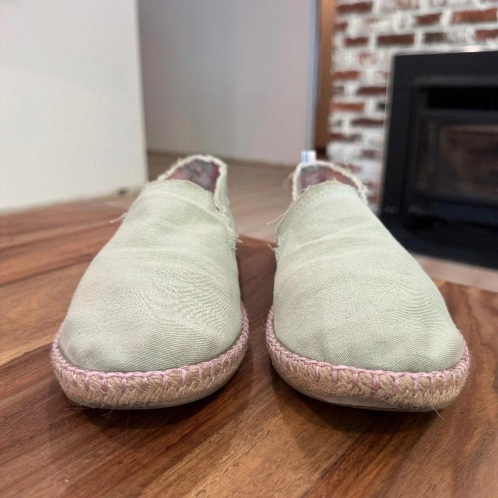 Vionic Beach Laguna Slip On Espadrille Cotton Canvas Loafer Light Green‎ Shoe 11